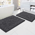 H.VERSAILTEX Luxury Chenille Bathroom Rugs - Non-Slip Bath Mats, Extra Soft Absorbent Shaggy, Washable Fast Dry 2 Piece Set (Grey, 20" x 32"/17" x 24") - color: Grey, size: 20" x 32" Plus 17" x 24"