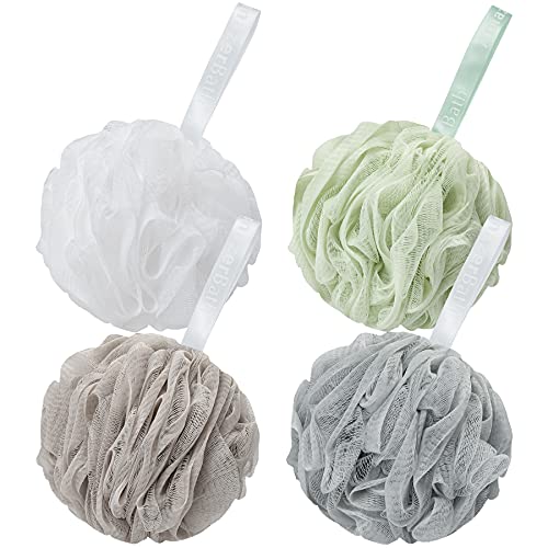 AmazerBath Loofah Sponge 60g/Piece, Exfoliating Bath Sponge Body Scrubber - Loofa Set of 4 Neutral Colors - style: Light Brown