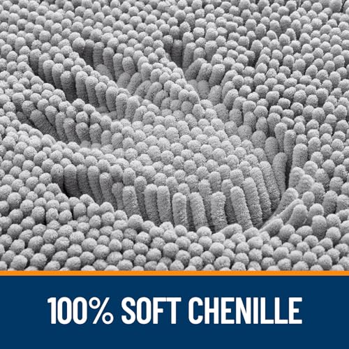 OLANLY Toilet Rugs U-Shaped 24x20, Extra Soft Absorbent Chenille Contour Bathroom Rugs for Toilet, Dry Quickly, Machine Washable, Non-Slip Bath Mat, Grey - color: Grey, size: 24" X 20" Contour Rug