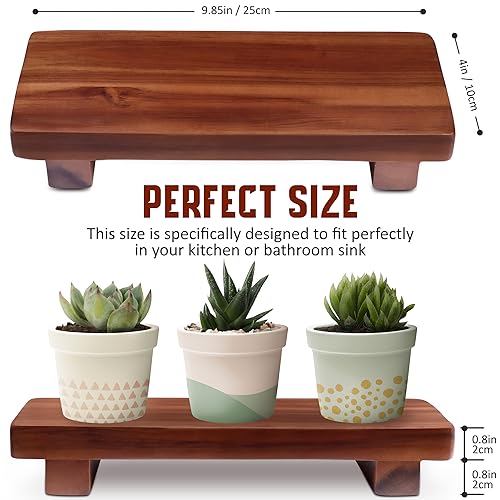 DEMIGO Soap Stand & Riser, Natural Acacia Wood Bar Soap Tray, 9.8 x 4 in | 100% Solid Wood Rectangle Countertop Display for Candle, Plant, Kitchen & Bathroom Counter, Farmhouse Decor, Sink & Vanity - color: Acacia