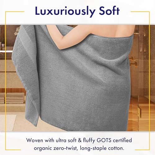 Alusa Home 100% Organic Luxury Bath Sheets - GOTS Certified - Extra Large 35x70 Inches (Pack of 2) Zero-Twist, Long-Staple Cotton Bath Sheet Set (Pewter Grey) - color: Pewter, size: 2pc Bath Sheets