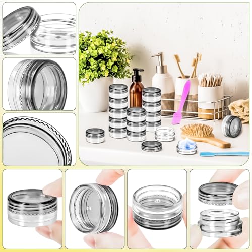 120 Pack 3g Plastic Jars with Lids, 3ml Round Clear Cosmetic Containers Makeup Jars, 3gram Travel Size Container Jar with Spatulas for Makeup Sample Lotion Cream Ointment Salve Balm Powder - color: Black, size: 3g
