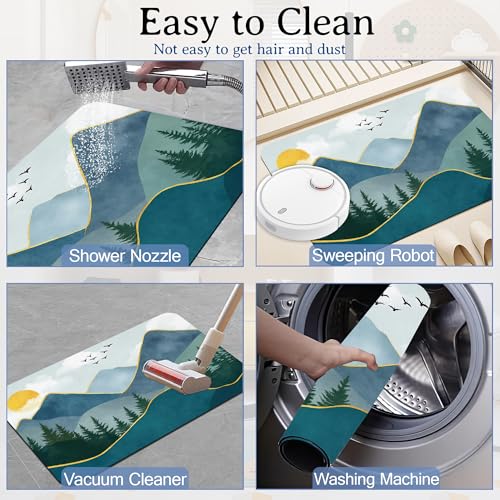 Elightvap Mountain Landscape Sun Bathroom Rugs Mat Non Slip Absorbent Quick Dry Rug Bath Mats for Bathroom Floor Bathtub,17 * 29.5 Inches - color: Mountain Landscape Sun