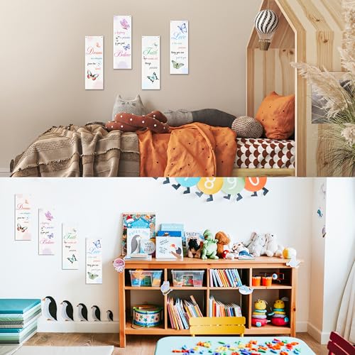 4 Pcs Butterfly Wall Decor Wooden Sign, Butterfly Inspirational Sign Decor For Women Friends, Dream Believe Wooden Hanging Sign, Inspirational Wall Art For Bedroom Home Farmhouse Room Decorations, A08 - color: Butterfly Inspirational
