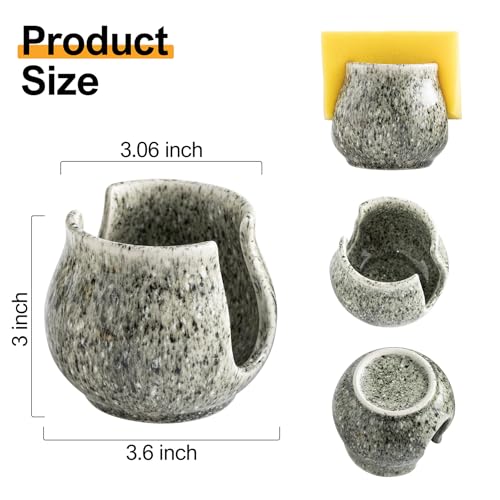 Zoeeker Ceramic Sponge Holder, Kitchen Sponge Holder Sink Caddy Organizer Dish Rack for Kitchen Sink Suction, Bathroom, Brush, Special Gray - color: Special Gray, size: Barrel-type