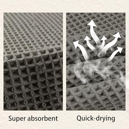 Waffle Bath Mat Non Slip, Boho Bathroom Rug, Super Absorbent Quick Dry Bathroom Mat, Soft Farmhouse Bath Rug with Tassels, Small Washable Shower Mats for Floor 20"x32", Dark Grey - color: Dark Grey, size: 1'8" x 2'8" (Rectangular)
