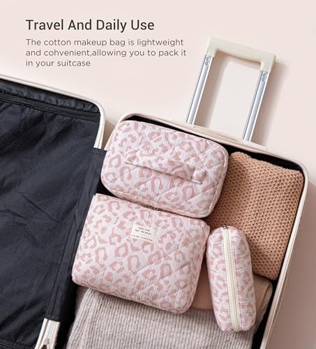 HBselect Quilted Makeup Bag, 3PCS Cotton Large Travel Makeup Bag, Cute Floral Coquette Make up Bag Cosmetic Bag Toiletry Bag for Women Girls - color: A-3PCS-Floral 29