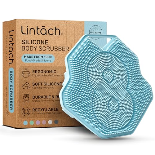 Silicone Shower Scrubber for Body – Exfoliating Loofah Alternative, Zinc & Silver-Infused, Hygienic & Gentle for Sensitive Skin, Durable & Long-Lasting Body Scrubber for Men - Sky Blue - color: Sky Blue