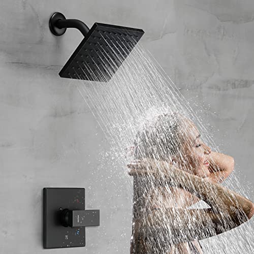 Esnbia Tub Shower Kit, Bathtub Shower Faucet Set（Valve Included) with 6-Inch Rain Shower Head, Single-Handle Shower Trim Kit, Matte Black - color: Matte Black, style: without tub spout