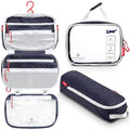 Toiletry Bag Kit 3 Piece Set: Hanging Travel Toiletry Bag + 311 TSA Cosmetic Liquid Bag + Accessory Organizer Pouch - color: Navy