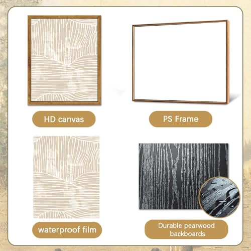 ARTZIO Framed Canvas Wall Art–Abstract Mid‑Century Minimalist Boho Vintage Set of 2 Beige Prints,Ready to Hang for Living Room,Bedroom, Bathroom & Office–12×16″ - color: 2-PCS-2, size: 12"x16"