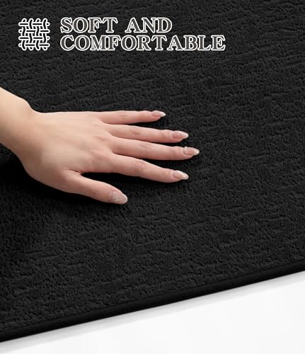 chakme Bathroom Rugs Mat 47x24, Ultra Thin Non Slip Bath Mat Quick Dry Absorbent Bath Mat for Bathroom Floor, (Black, 47"x24") - color: Black, size: 3'11" x 2'(Rectangular)