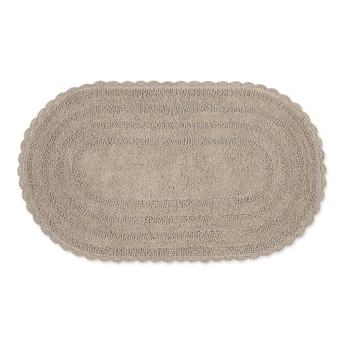DII Crochet Collection Reversible Bath Mat, Large Oval, 21x34, Stone - color: Stone, size: 1'9" x 2'10" (Oval)
