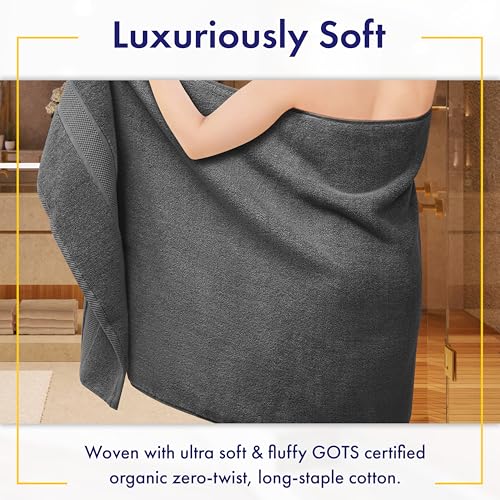Alusa Home 100% Organic Zero-Twist Cotton Towels - GOTS Certified Luxury Bath Towels - Ultra Soft & Plush 700GSM Long-Staple Cotton - 6 Piece Towel Set (Granite Grey) - color: Granite Grey, size: 6pc Towel Set