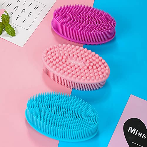 TDHDIKE Silicone Body Scrubber Loofah - Set of 3 Soft Exfoliating Body Bath Shower Scrubber Loofsh Brush for Sensitive Kids Women Men All Kinds of Skin - size: Colors: Unknown