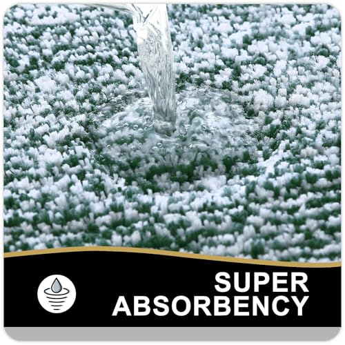 OLANLY Bathroom Rugs 30x20, Extra Soft and Absorbent Microfiber Bath Rugs, Non-Slip, Machine Washable, Quick Dry Shaggy Bath Carpet, Bath Mats for Bathroom, Tub, Shower, Blackish Green - color: Blackish Green and White, size: 30" X 20"