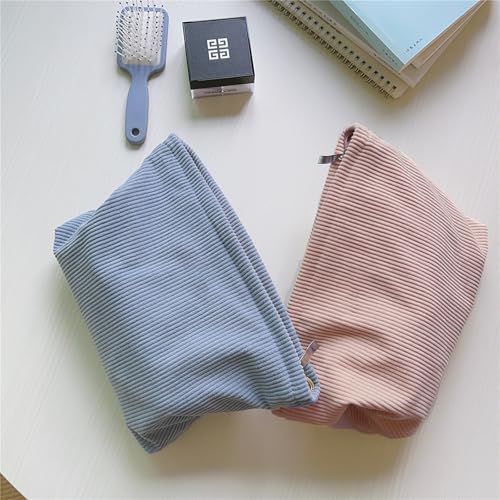 HAPPYHEIDI Large Corduroy Makeup Bag Compartment Cosmetic Toiletry Travel Accessory Pouch Purse Organizer, Soft Creamy Pink - color: LG Creamy Pink Corduroy with Compartment