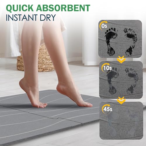MOPHONICHOME Extra Large Stone Bath Mat 32 x 20 inches - Diatomaceous Earth Bathroom Stone Mat, Non Slip Quick Dry Diatomite Bathroom Rug, Absorbent, Modern Design, Easy to Clean, Dark Gray - color: Extra Large Dark Gray