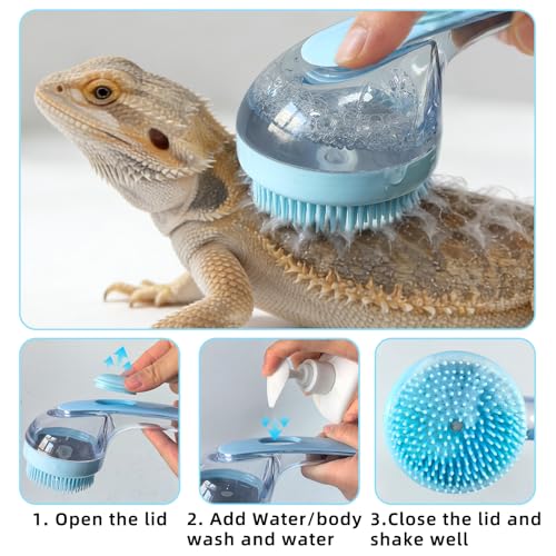 Foldable Bearded Dragon Pool Bathtub, Electric Reptile Bath Pool Bearded Dragon Swimming Pool with Faucet Brush Gloves Reptile Accessories Swimming Pool for Turtle Lizard Small Pets - size: Electric Reptile Pool