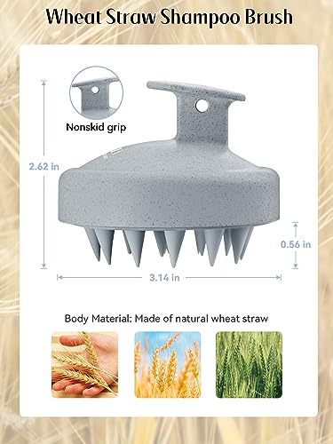 HEETA Scalp Massager Hair Growth, Soft Silicone Scalp Scrubber Shampoo Brush for Exfoliation, Dandruff Removal & Head Massage Stress Relax, Wet & Dry Use for Thick, Thin Hair Care, Wheat Straw Grey - color: New Grey