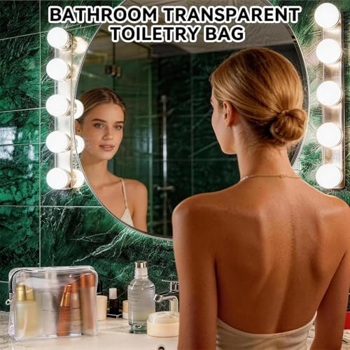 Qbily Clear Leak Proof Travel Bags for Toiletries 3 Pack, Super Soft Waterproof Leak Proof BPA Free, Semi-Clear Toiletry Cosmetic Makeup Bags for Travel, Approved Travel Toiletry Bag With Zipper