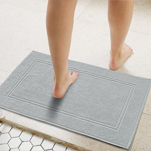 Tens Towels Pack of 2 Bath Mats 100% Cotton, 20 x 32 Inches, Super Absorbent, Hotel Quality Premium Floor Towels, Luxurious, Soft & Quick Dry, Not a Bathroom Rug, Cool Grey - color: Cool Grey