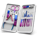 CGBE 12Pcs Manicure Set Nail Clippers Pedicure Kit Men Women Grooming kit Manicure Professional Nail Care Tools Gift with Luxurious Travel Case - color: Colorful-12pcs
