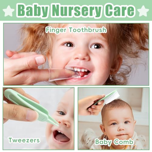 Qunlions life Baby Grooming Kit for Boys Girls Safety Newborn Nursery Essentials Grooming Set Gift for First-time Parents, Green 18 in 1 - style: Green 18 in 1