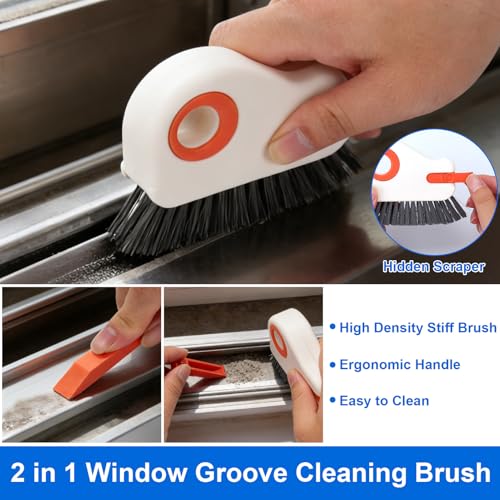 XANGNIER Window Sill Cleaner Tool,8 Pcs Magic Door Window Track Cleaning Tools Kit,Sliding Door Track Cleaner,Groove Crevice Cleaning Brush for Tile Lines/Shutter/Car Vents/Air Conditioner/Keyboard - color: Multicolor1