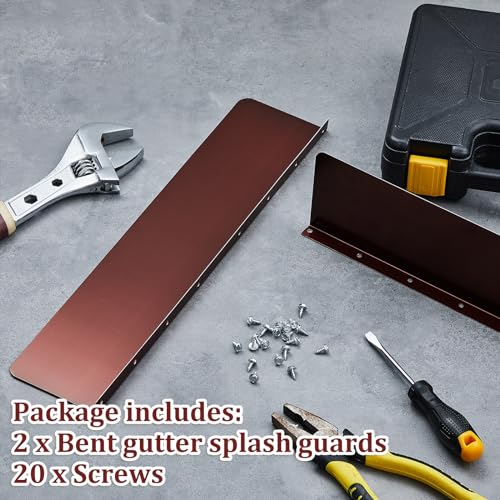 2 Pcs Gutter Valley Splash Guards Downspout Diverter Roof Rain Diverter Roofing Gutter Guards with 20 Pcs Matching Gutter Screws Rain Gutter Guards for Corner House, Brown (Straight Style) - style: Straight Style