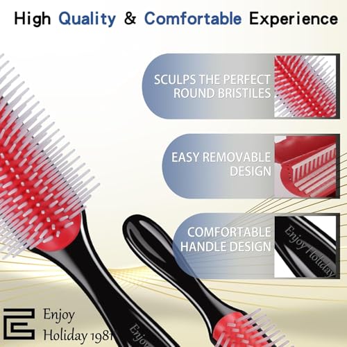 Curly Hair Brush for Women Men Curl Defining Hairbrush Small Mini Detangler Edge Combs Barber Styling Tools Travel Accessories Cruise Ship Essential 2026 Beach Vacation Must Have Gift - color: Yellow 9 Row