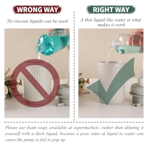 BosilunLife Foaming Soap Dispenser Set - Grey Ceramic Foam Hand Soap Dispenser 12oz with Rust Proof Pump, Easy Pressing, Refillable for Kitchen, Bathroom - 2 Pack - color: Grey-foam Pump