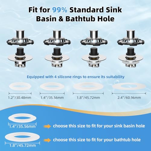 Universal Bathtub Drain Stopper, Brass Metal Shower Hair Catcher, Chrome | 3 in 1 Bathroom Sink Strainer with Visible Top Filter, Tub Stopper for Standard 1.1''~2.36'' Sink Hole - color: Chrome