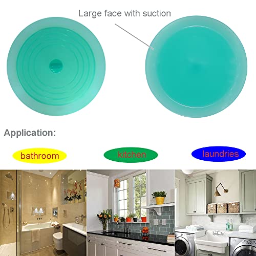 V-TOP Tub Stopper 2 Pack, 6 inches Large Silicone Drain Plug Hair Stopper Flat Suction Cover for Kitchen Bathroom Gadgets and Accessories (Green Transparent) - color: 6" Green Transparent