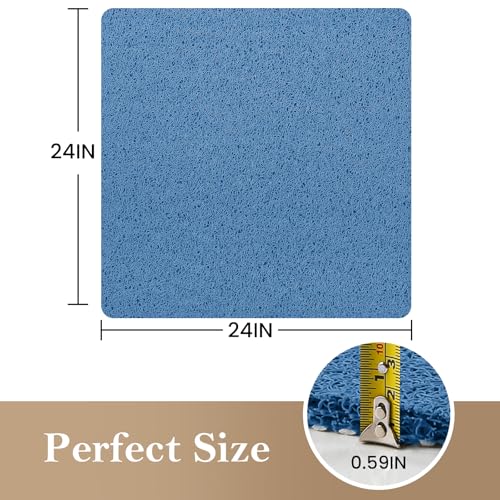 Shower Mat Bathtub Mat Non-Slip,24x24 inch, Soft Tub Mat with Drain,PVC Loofah Bath Mat (Phthalate Free) for Tub and Bathroom,Lake Blue - color: Lake Blue, size: 24" x 24" (Rectangular)