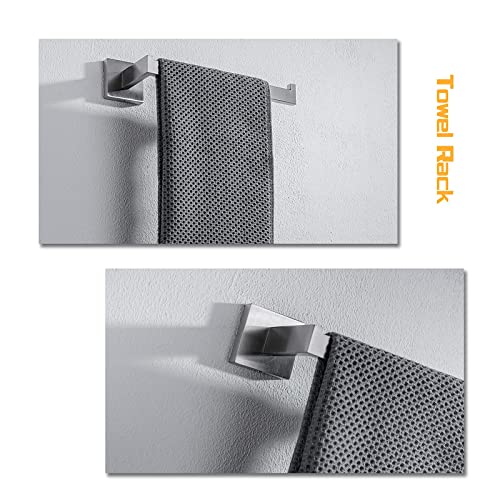 4-Piece Bathroom Hardware Set, Towel Rack Towel Bar Towel Holder Toilet Paper Holder Towel Hooks Modern Square Premium Stainless Steel Brushed Nickel Wall Mounted Bathroom Accessories Set (16inch) - color: Brushed Nickel Standard-mount, size: 16inch