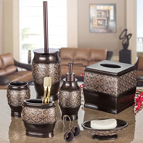 Creative Scents Dublin Brown Countertop Toothbrush Holders for Bathrooms - Decorative Tooth Brush Holder for Bathroom - Toothbrush Organizer for Regular or Electric Toothbrushes and Toothpaste - style: Toothbrush Holder