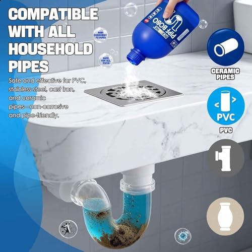 Pipe Bobo Drain Cleaner, Drain Clog Remover, Sink and D-rain Cleaner, Professional Strength Pipe Dredging Formula for Kitchen Sinks, Shower Drains, Tubs, Dissolves Blockages (2Pcs) - size: 2Pcs
