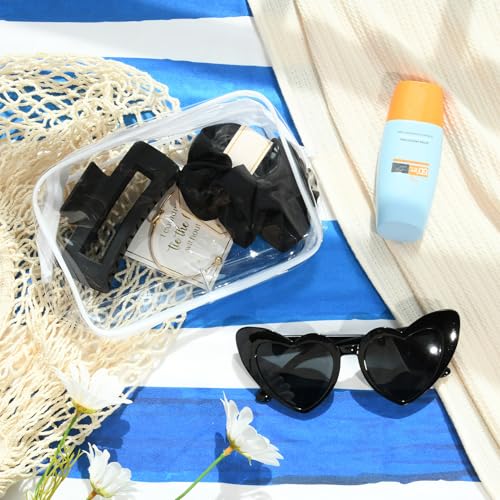 DEEKA 30 Pcs Bridesmaid Proposal Bag Set Gift Clear Makeup Toiletry Bag Bachelorette Party Favors Sunglasses Hair Claw Clips Scrunchies Knot Bracelets Bridal Wedding Party Gifts (Black) - color: Black, size: 6 Sets