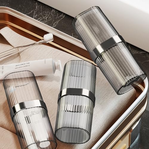 Travel Toothbrush Cup Case, Toothbrush Travel Container Portable Travel Toothbrush Holder Toothpaste Storage for School Camping Business Trip Bathroom (Grey) - color: Grey