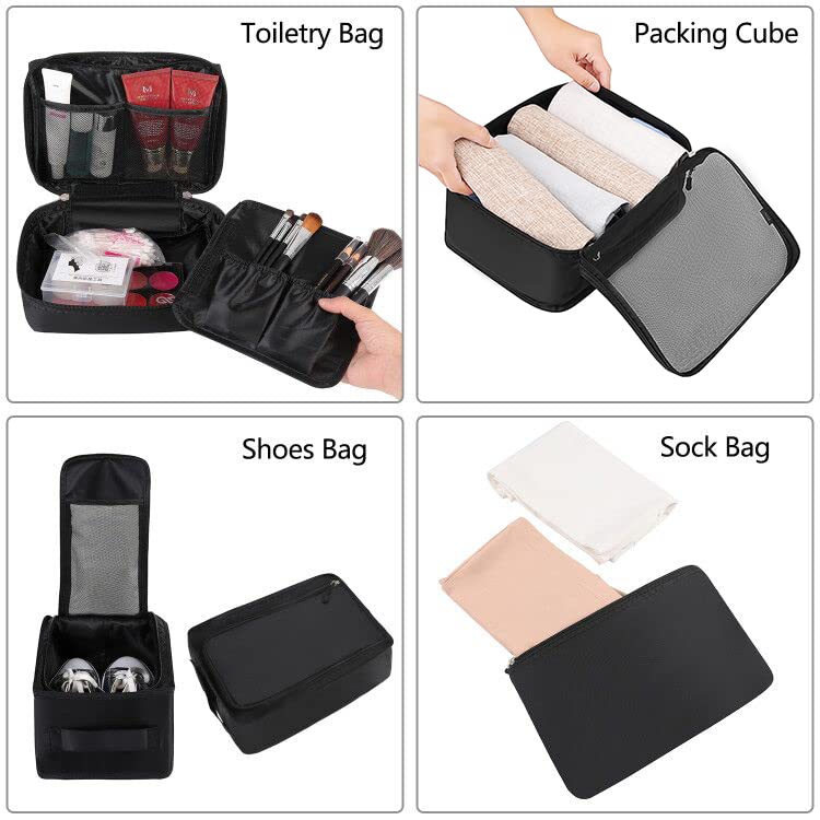 BAGAIL 8 Set Packing Cubes Luggage Packing Organizers for Travel Accessories-Jet Black - color: Jet Black, size: 8 Set
