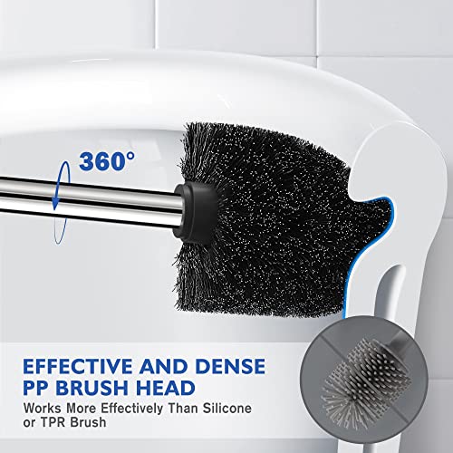 Toilet Brush and Holder, Toilet Brush 304 Stainless Steel, Toilet Bowl Brush for Bathroom Toilet-Ergonomic, Elegant,Durable - color: Silver