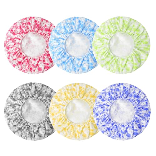 6 PCS Shower Caps for Women, Double Side Waterproof Shower Cap, Reusable Elastic Bath Caps for Shower, EVA Bathing Shower Caps, Bath Hair Caps - Plum Blossom - color: Plum Blossom