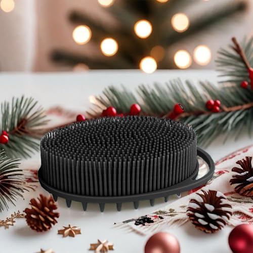 RamPula Silicone Body Scrubber, Silicone Loofah, Bath Cleaning Scrubber, Shower Sponge Glove, Exfoliating Body Brush for Wet or Dry Brushing, More Hygienic Than Traditional Loofah (Black and Grey) - color: Black and Grey