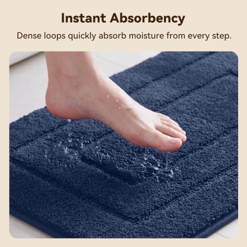 GRANNY SAYS Deep Blue Bathroom Rug, 20" x 32", Non-Slip, Water Absorbent, Microfiber, Machine Wash Dry - color: Deep Blue, size: 1'8" x 2'8" (20" x 32")