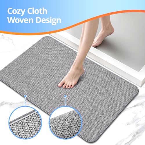 Upgraded Bath Mat 24x36Inch, Thin Bath Mats Rugs with Rubber Backing Non-Slip, Absorbent,Quick Dry Machine Washable, Home Decor Accessories Cozy Cloth Bathroom Rugs fit Under Door/Sink/Tub/Shower-Gray - color: Grey, size: 24"x36"