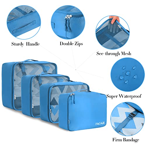 BAGAIL 8 Set Packing Cubes Luggage Packing Organizers for Travel Accessories-Light Blue - color: Light Blue, size: 8 Set