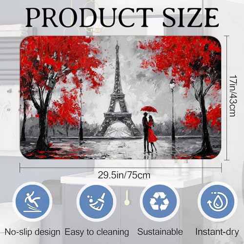 Elightvap Paris Eiffel Tower Love Bathroom Rugs Mat Non Slip Absorbent Quick Dry Rug Bath Mats for Bathroom Floor Bathtub,17 * 29.5 Inches - color: Paris Eiffel Tower Love