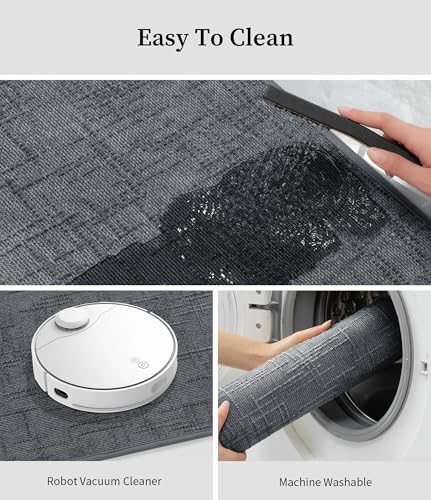 YIHOUSE Bathroom Rugs Sets 3 Piece Gray, 16x24+16x24U+16x32in | Non Slip, Quick Dry, Absorbent, Washable, Fit Under Door - color: Grey, size: 16x24+16x24U+16x32