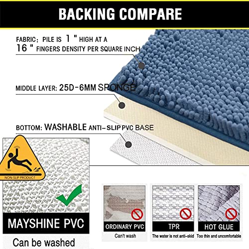 BOANKODU Bathroom Rugs Sets 2 Piece, Extra Soft Chenille Bath Mat Absorbent Bathroom Rug, Bathroom Mat with PVC Non-Slip Bottom, Machine Washable Bath Rugs (32x20 Inch + 24x16 Inch, Deep Blue) - color: Deep Blue, size: 16" x 24" + 20" x 32" (Rectangular)